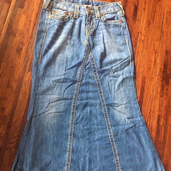 true religion long denim skirt